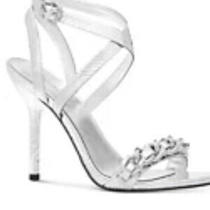 Brand New Michael Kors silver Asha sandal size 9